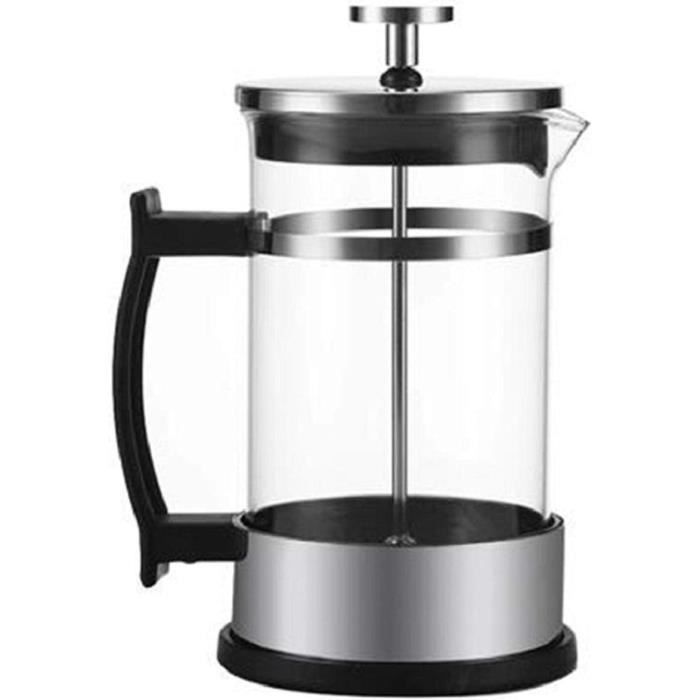 Cafetière à piston en acier inoxydable, cafetière avec filtre en verre
