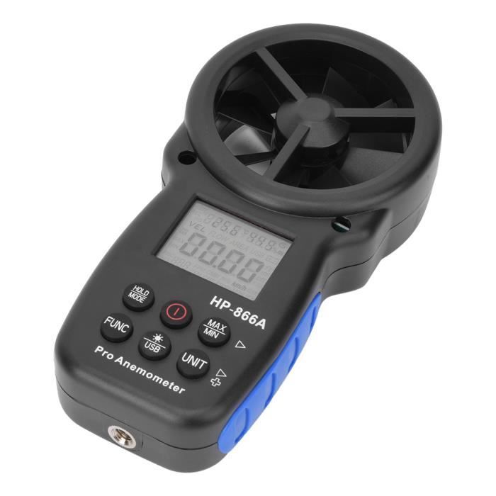 Wind Cup Anémomètre Numérique AP-881M - Vitesse Vent 360° Pochette - Mesure Température - LCD Rétroéclairé - Idéal Drone, Surf, Tir