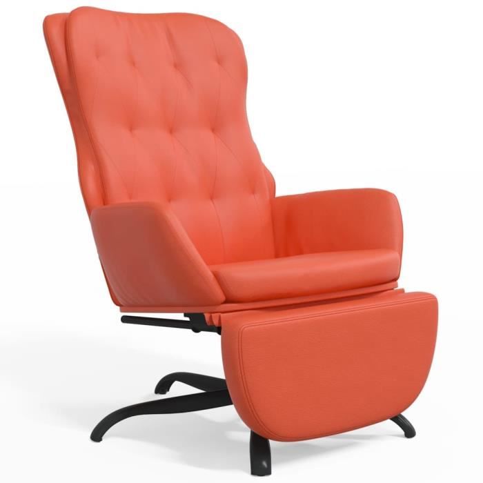 ZHU Chaise de relaxation avec repose-pied Noir brillant Similicuir