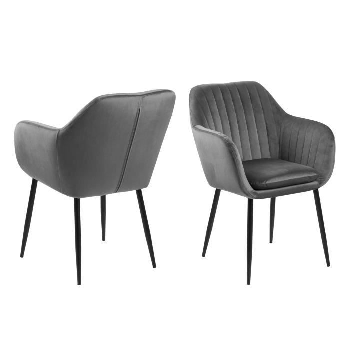chaise hermeline avec accoudoirs - emob - gris - tissu - vintage - intérieur