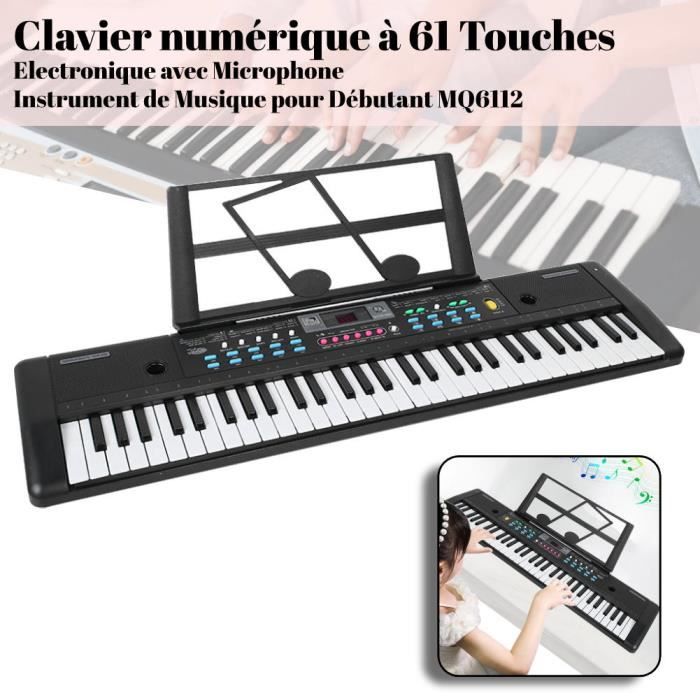 Clavier Piano Numerique Synthétiseur 61 Touches Lumineuses Set Micro Statif  Rose