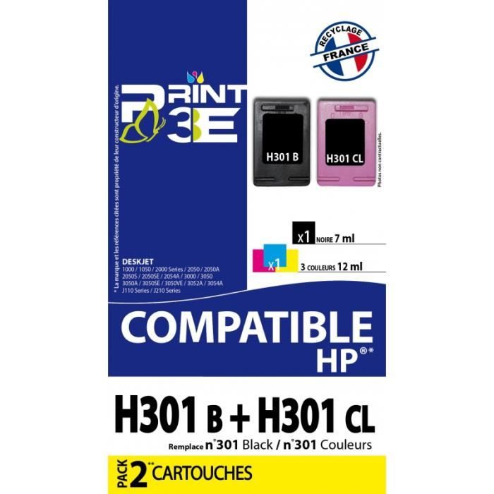 H301/HP301 - Pack de 2 cartouches d encre compatible HP - Noir et Couleur -  Cdiscount Informatique