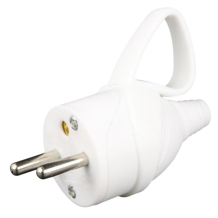 ZENITECH Fiche électrique mâle à anneau 16A 2P + T blanc