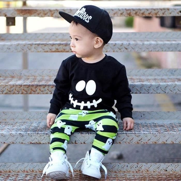 Acheter T-shirt à Manche Longue Imprimé Noir Et Blanc Hommes: Choisir T-shirts à Manche Longue