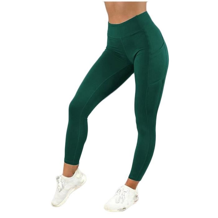 Femme Leggings Sport Taille Haute Fitness Running pleine longueur Forme Pantalon 