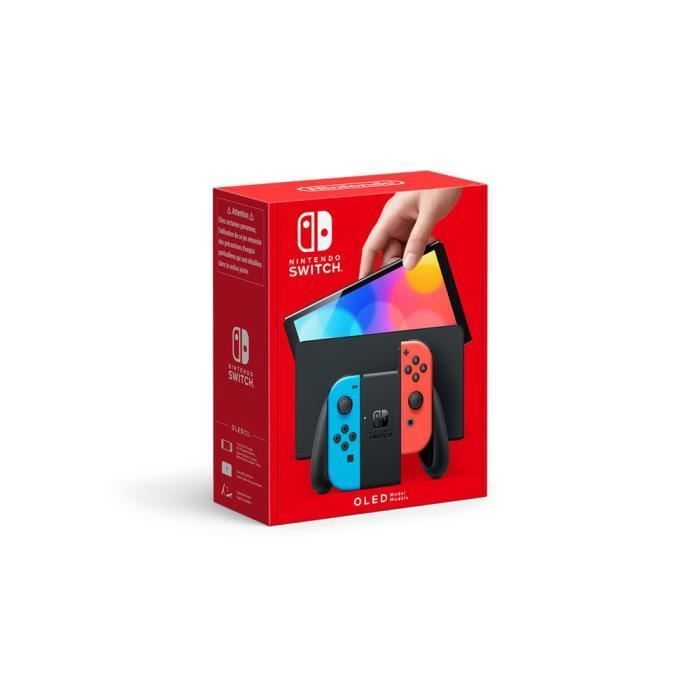 Console Nintendo Switch - Modèle OLED·Bleu Néon & Rouge Néon(Version Hong Kong + Adaptateur Européen)