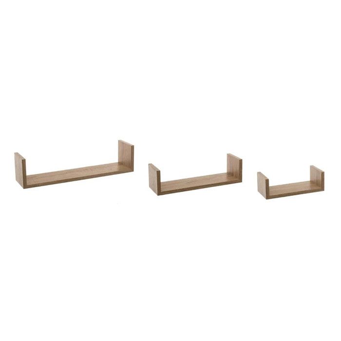 Lot de 3 Étagères Murales Bord 42cm Chêne Naturel Lot de 3 Étagères Murales Bord 42cm Chêne Naturel