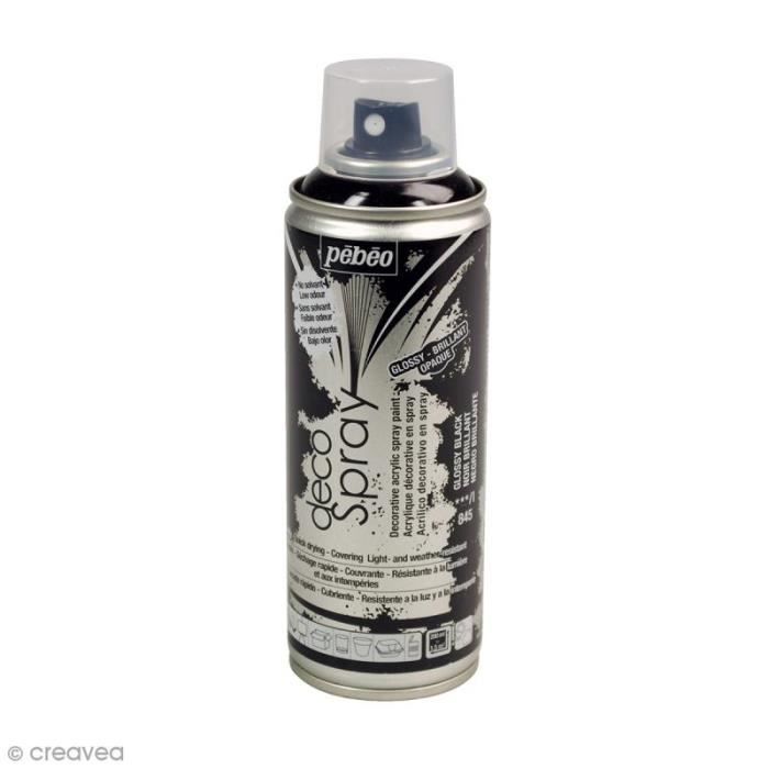 Bombe de peinture DecoSpray 200 ml Peinture pour loisirs créatifs DecoSpray : Couleur : Noir brillantQuantité : 200 ml (couvre une