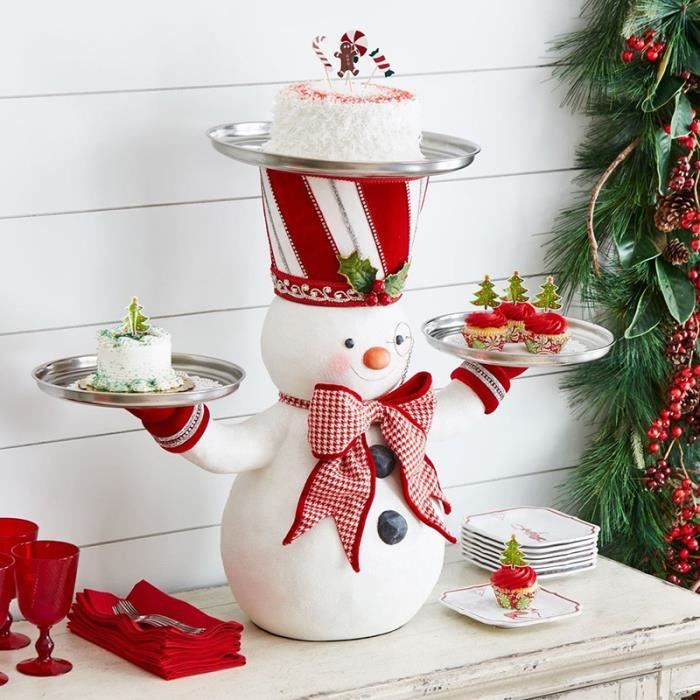 Lot De 3 Repose-baguettes De Noël En Céramique – Porte-couverts Bonhomme De Neige, Décoration De Table
