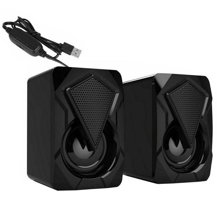 Enceintes d'ordinateurs avec câble USB Home Gaming Audio Portable Audio pour tablette de bureau Noir