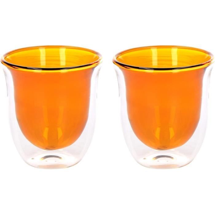 Lot De 2 Mugs Double Paroi En Verre – 4 Oz, Transparent, Lavable Lave-vaisselle
