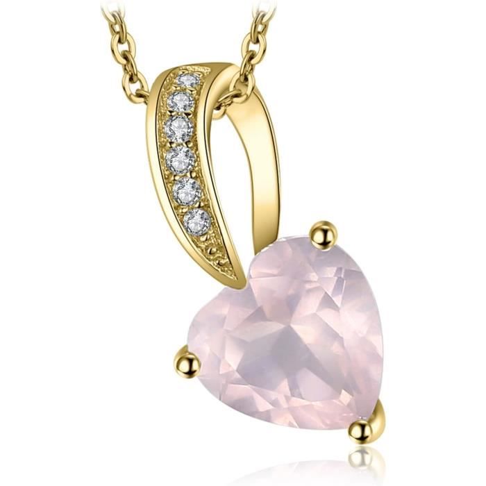 Grand Pendentif Cœur en Quartz Blanc - Argent Sterling & Cordon Inclus