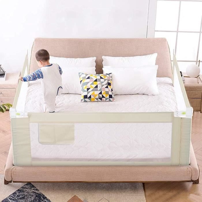 Barrière De Sécurité Rétractable Pour Lit D'Enfant - 1.8m, Tissu Oxford, Pliable - Anti-Chute Bébé - 7