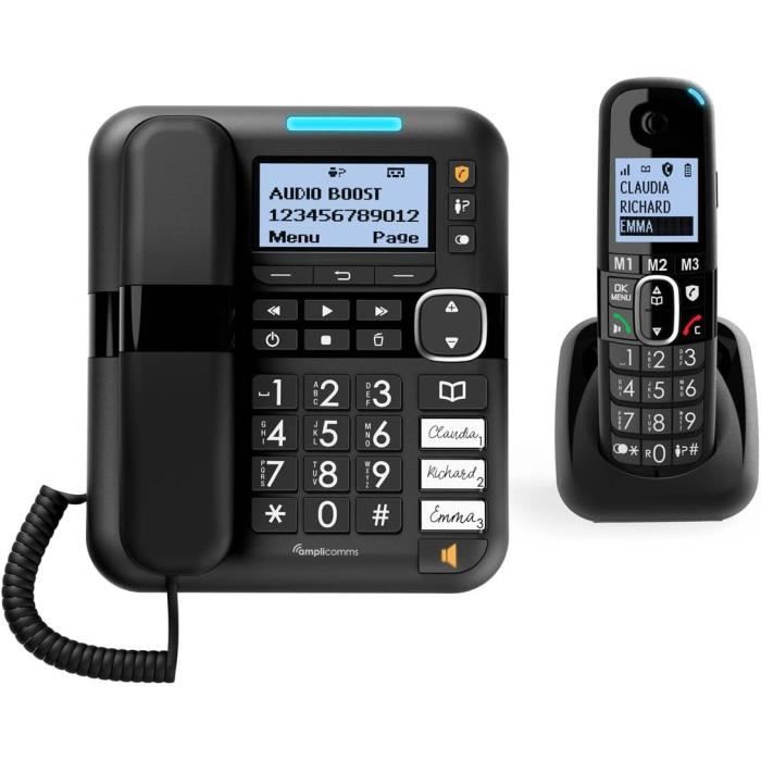 Téléphone DECT à Grosses Touches – Son Amplifié +35dB, Sonnerie Puissante 90dB – Compatible Aides Auditives – Blocage D’appels - 12