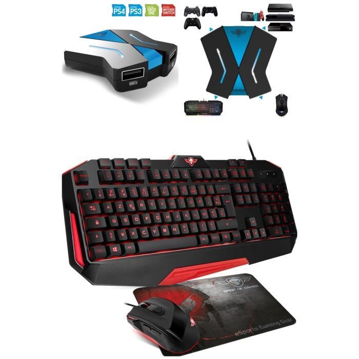 Pack RGB Clavier, souris, casque, tapis pour gamer console Compatible PS4 /  Xbox one / Xbox serie S