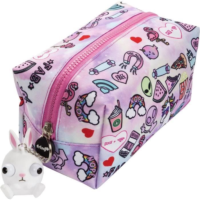 Trousse à Crayons En Silicone Fringoo Pour Enfants - 2 Compartiments Zippés, 12 Emplacements Stylos, Motif 'Aim High Dream Big'