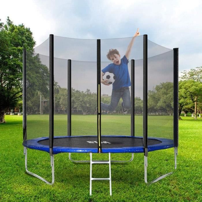 Trampoline d'extérieur pour enfants de 1,8 m, 2,4 m, 3 m, 3,7 m, 4,3 m,  trampoline de jardin avec filet de sécurité et housse de2