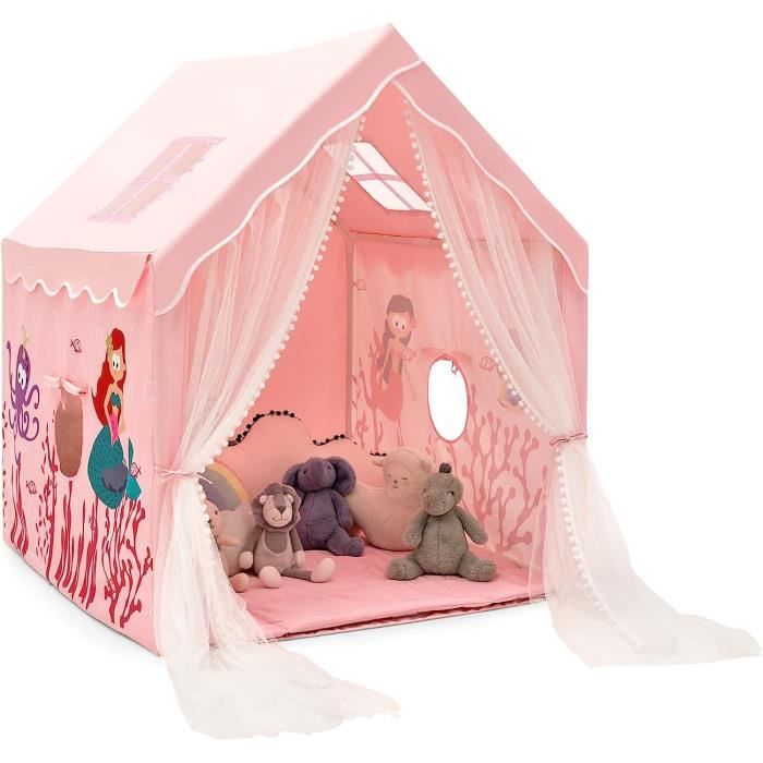 Tente De Jeu Intérieure Pour Enfants – Grand Modèle Avec Tapis, Rose Ou Kaki