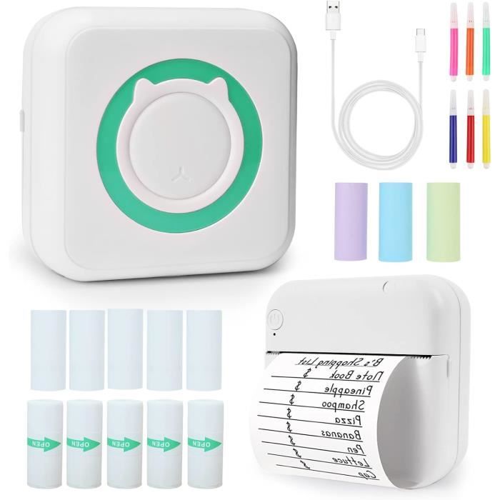 Mini Imprimante Thermique Portable - Bluetooth, Sans Encre - Pour Smartphone - Imprime Photos Et Notes