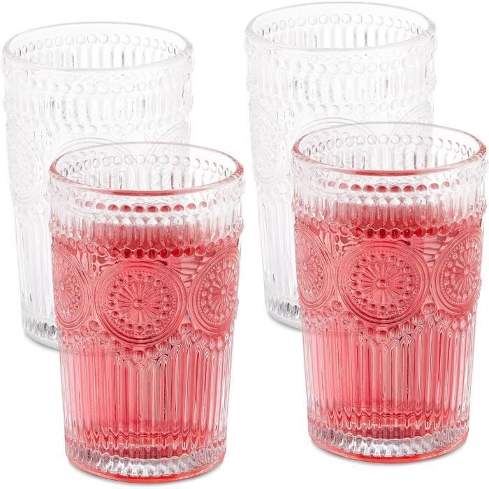 ADESUGATA Lot de 4 verres carrés fins de 500 ml, verres de bar élégants pour eau, jus, bière, boissons, cocktails et boissons mélangées