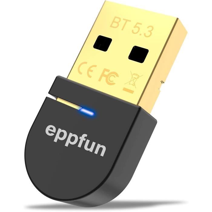 eppfun Clé Bluetooth 5.3 Adaptateur Dongle, USB Bluetooth Audio  Transmetteur, Supporte PC Windows 10-8.1, Compatible avec Casque56