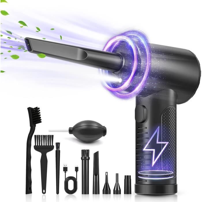 Soufflette Multi-usages Souffleur Air Comprimé Sans Fil - 100000 Tr/min - 7600 MAh - Pour Clavier, PC, Voiture Et Maison Nettoyage Clavier Voiture Sans Fil