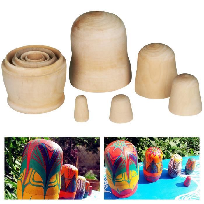 FYOBOT Kit 15 Poupées Gigognes Russes Vierges En Bois – À Peindre Soi-Même Pour Enfants & Activités Créatives