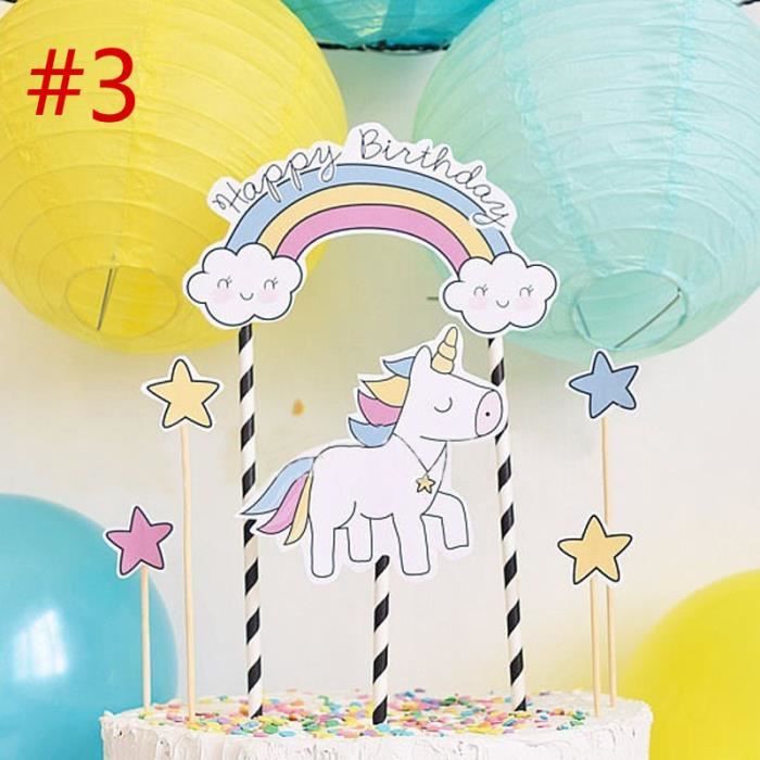 Décoration Gâteau Licorne Déco Gâteau Anniversaire Fille with Bannière  HAPPY BIRTHDAY Arcenciel 6 Gâteau Ballon Étoiles Licorne po - Cdiscount  Maison