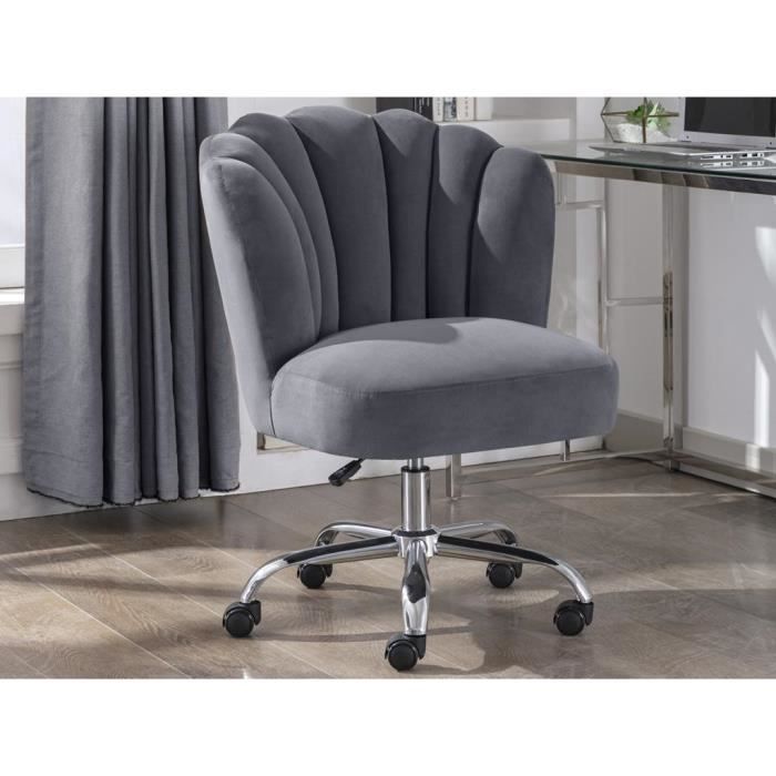 chaise de bureau - velours - anthracite - hauteur réglable - ruty - vente-unique