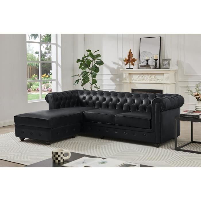 Canapé d'angle Noir Cuir Design