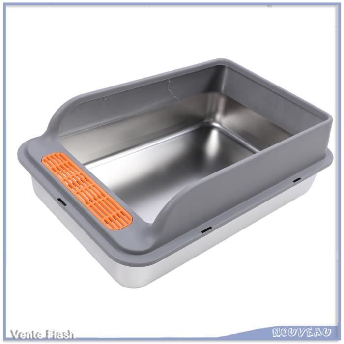 Meilleurs prix pour Bac à litière pour chat - VGEBY - Grand modèle - Acier inoxydable - 50 x 35 x 20 cm - Gris foncé