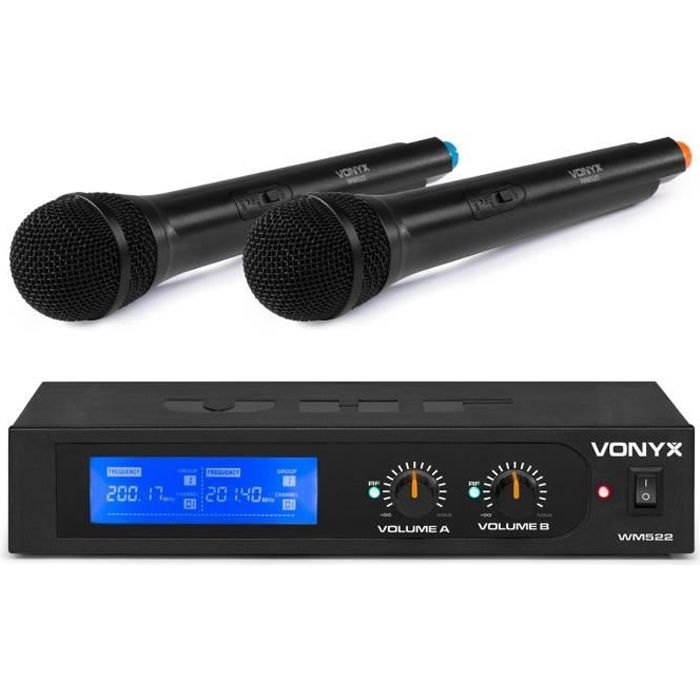 Set de 2 microphones sans fil - VONYX - WM522 - 2 Canaux - Idéal pour conférences et prise de parole en public