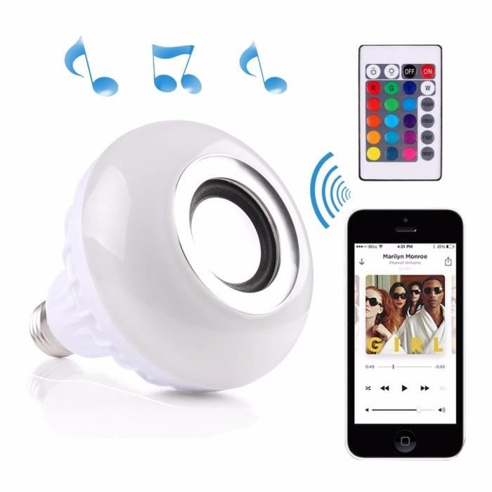 Intelligent Ampoule E27 Lumiere Dimmable 12W RGB Wireless Bl
