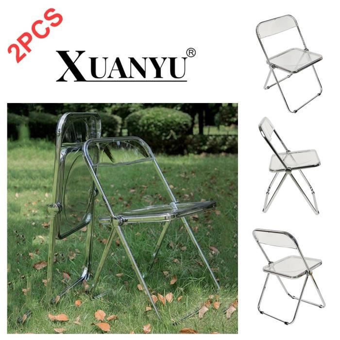 XUANYU Chaise Pliable Dintérieur en Acrylique Transparent Chaise De Camping Pliante Chaise De Cuisine Pliable 2pcs