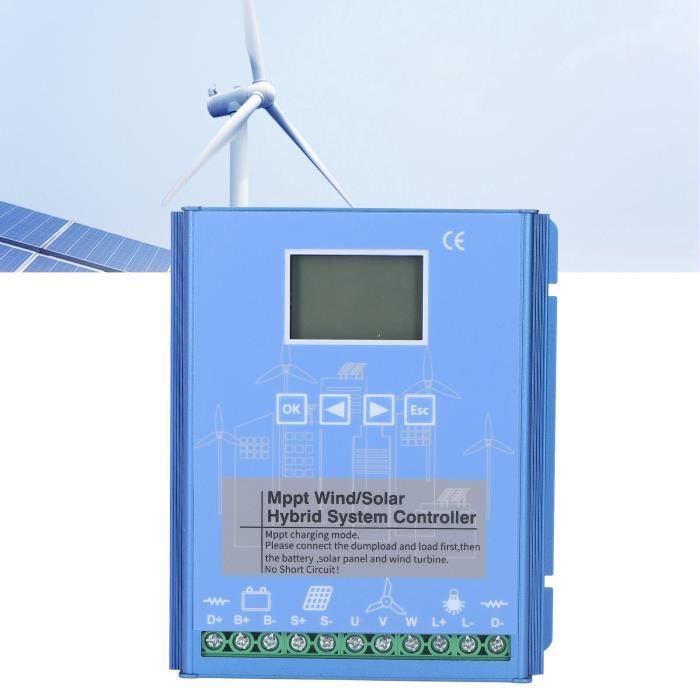 Régulateur Hybride Solaire & Éolien MPPT - 800W Éolienne / 600W Solaire - Auto 12V/24V