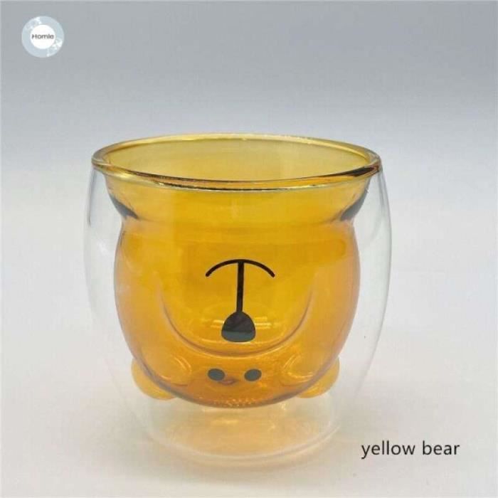Tasse En Verre Double Paroi Avec Figurine - 230-280ml, Verre Borosilicate - Pour Café, Thé, Smoothie - Cadeau Mignon