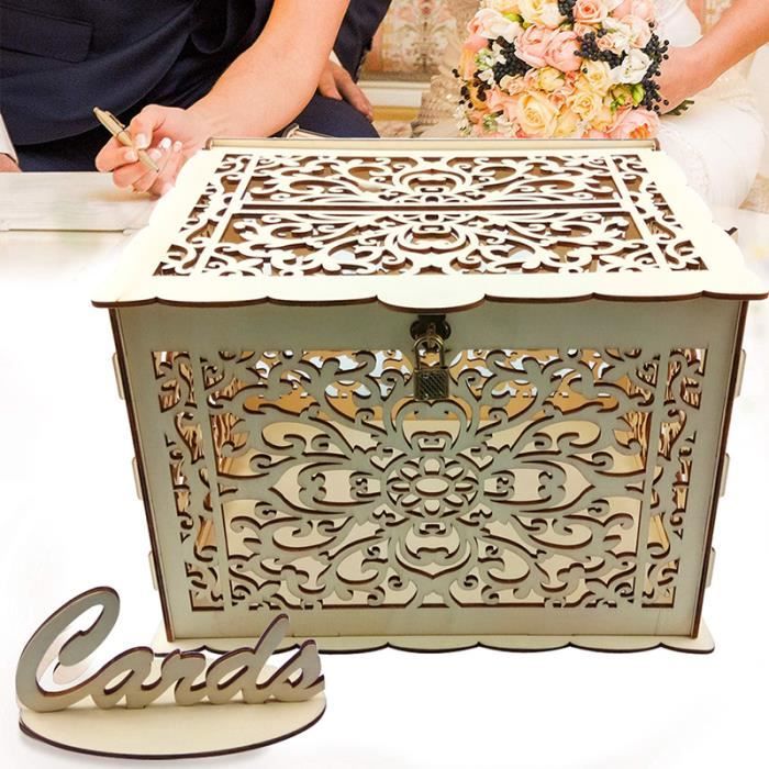 Boîte à Cartes de Mariage pour la Réception de Mariage Boîtes à Cartes en Bois Pailleté avec Signe de Carte / Serrure et Chaîne Lumière Porte-Cartes Cadeau pour la Réception Anniversaire Douche Boîte à Cartes de Mariage pour la Réception de Mariage Boîtes à Cartes en Bois Pailleté avec Signe de Carte / Serrure et Chaîne Lumière Porte-Cartes Cadeau pour la Réception Anniversaire Douche