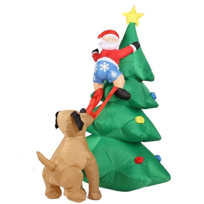 Père Noël Gonflable Avec Chien LED 180 Cm Jamb