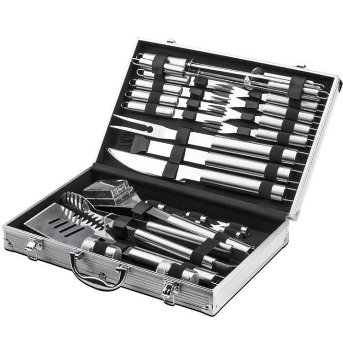 kit pour Barbecue de Voyage/Camping Accessoires grillade résistants de dacier Inoxydable avec Le Cas de Stockage grilljoy 29PCS Barbecue Outils 