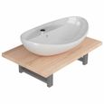 Chic - Ensemble Meuble de salle de bain simple vasque + étagère - 2 pcs Mobilier Armoire de salle de bain Céramique - Chêne @448868-1