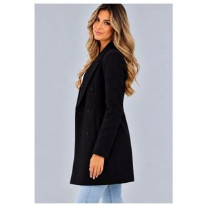 Manteau Long Coupe-Vent Élégant Pour Femmes - Trench Classique Double Boutonnage Automne Hiver Avec Ceinture Et Revers