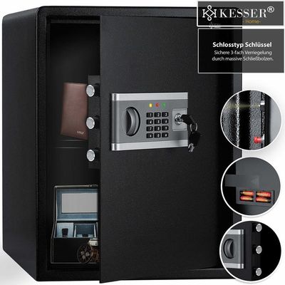 Coffre-fort Électrique KESSER XL - Alarme 130dB, Double Boulon, Fixation Murale Ou Sol