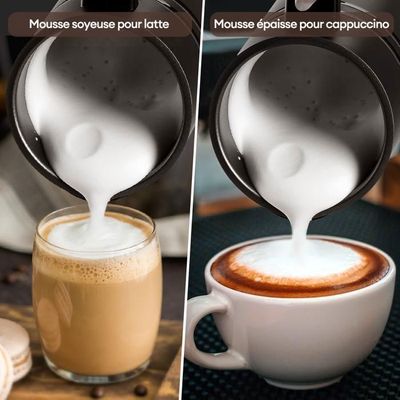 Mousseur à Lait Électrique Pour Café/Cappuccino, Milk Frother With Stand Melangeur De Boissons A Piles Avec Fouet Et Support En Acier Inoxydable 92395192