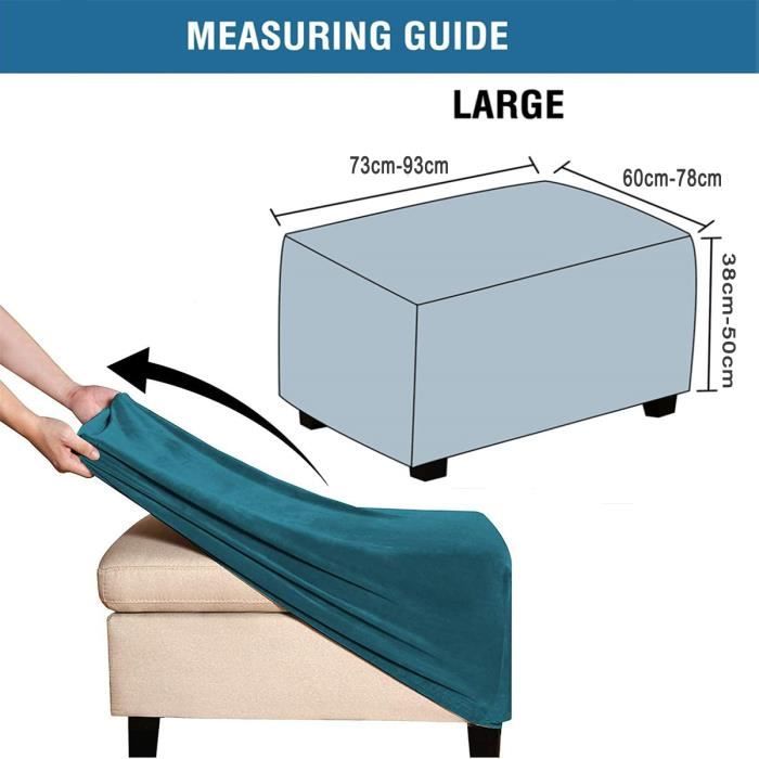 Housse Extensible Pour Pouf Carré En Velours - Protection Et Décoration - Taille M (60-76 Cm)