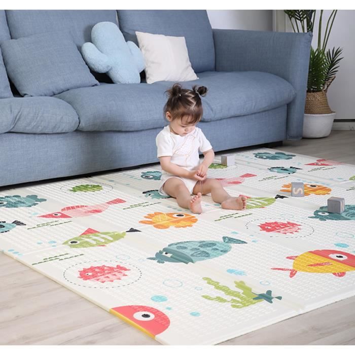 Tapis De Jeu Pliable Pour Bébé Sorbus 78 Pouces - Imperméable, Motifs Animaux, Vert D'eau