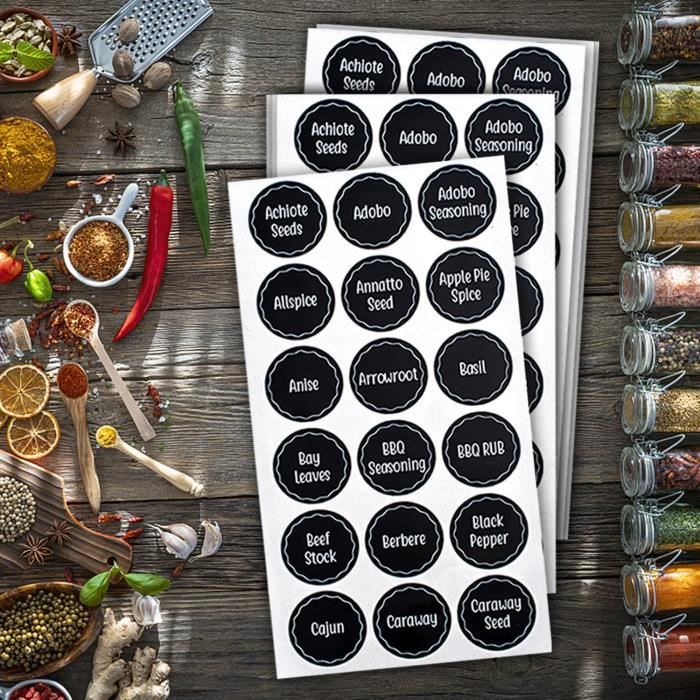 Acheter Étiquettes autocollantes pour bocaux de cuisine, étiquette  autocollante avec nom d'épices, pour garde-manger, ensemble d'étiquettes  vierges en anglais, 144 pièces