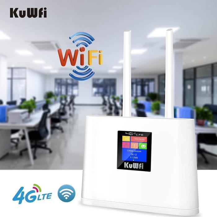 Routeur 4G SIM, KuWFi Routeur 4G LTE Wi-FI Cat4, Vitesse sans Fil