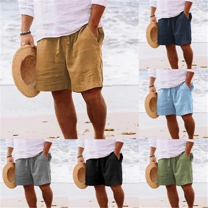 Ensemble Short + T-shirt Homme - Coton/Polyester - Motif Fleurs - Grande Taille - Décontracté Sport