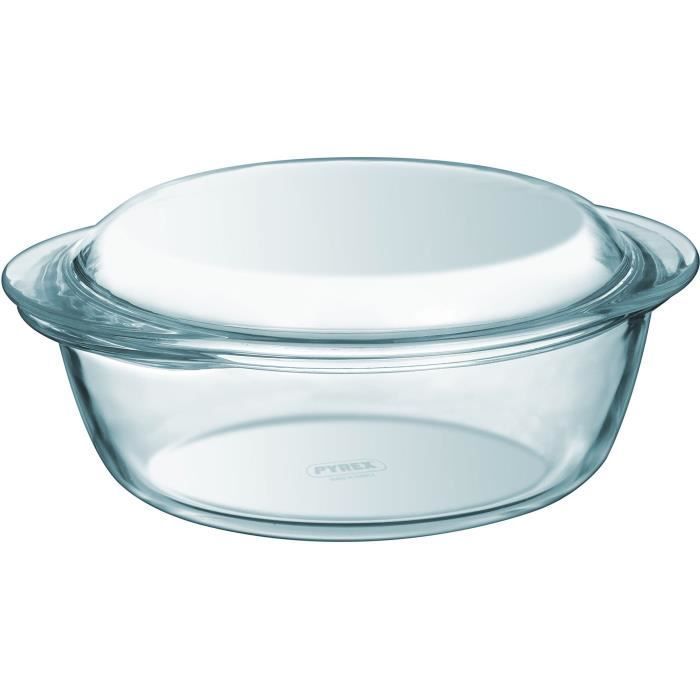 Pyrex Lot 2 Cocottes 1.6L + 2.3L - Verre Borosilicate Cuisson Conservation Service - Made In France