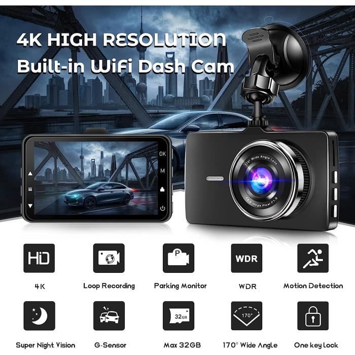 AQV ZD60 Caméra de Voiture 2K+1440P+1080P+1080P Dashcam Angle 170°+140°140°  Vision Nocturne Infrarouge G-sensor Avec 32Go Carte - Cdiscount Auto